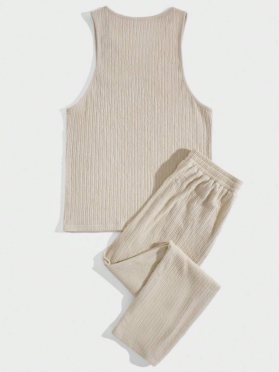 Tank Top Ribbed - Men Solid Tank Top And Pants