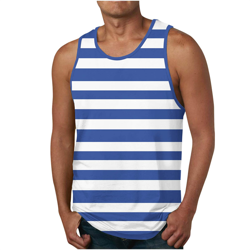Undershirt Crew Neck - Men's Stripe Tank Tops Summer 3d