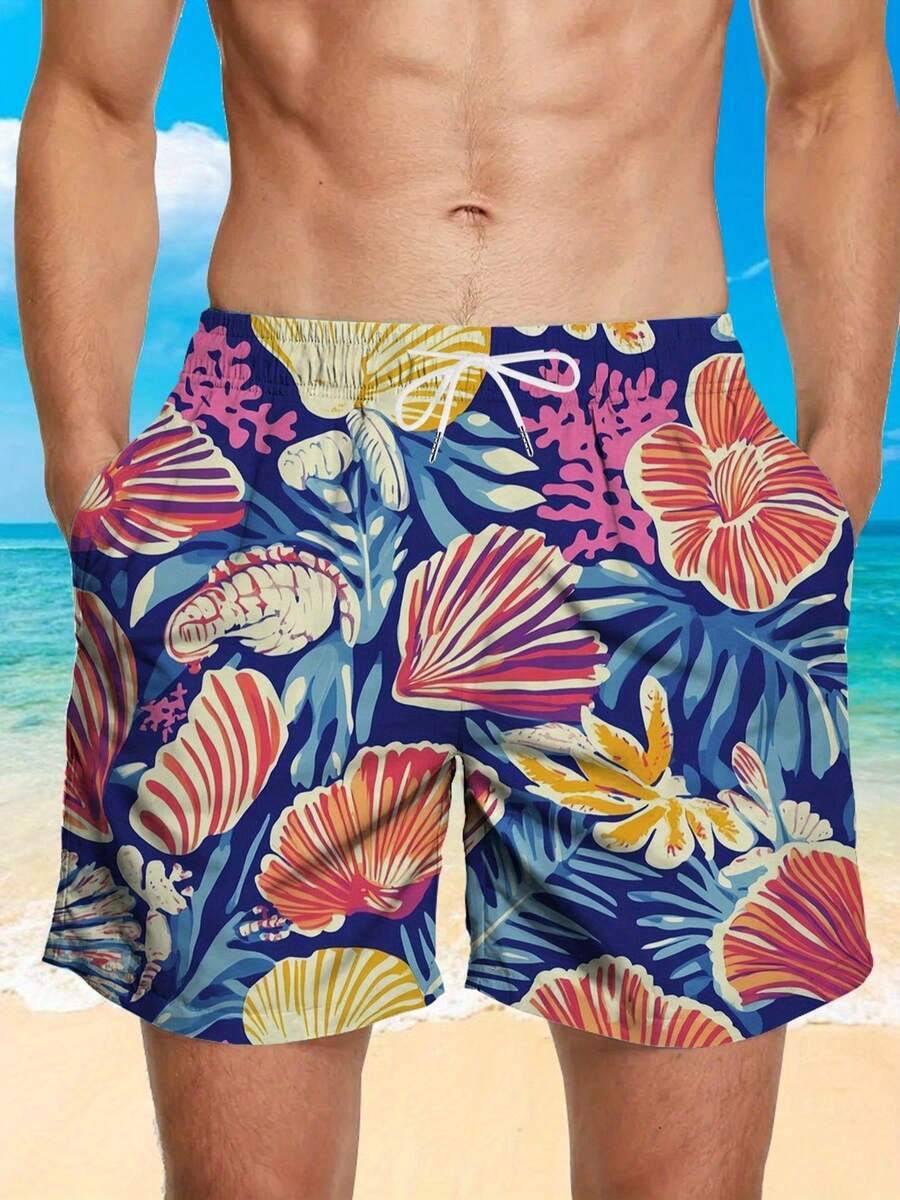 Trunk Breathable Men - Mens Blue Tropical Ocean Flower Print