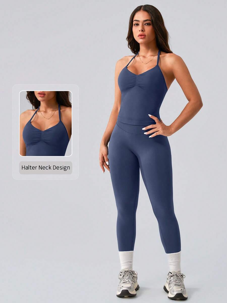 Womens Halter Neck Yoga Set Ri – Tank Top Ribbed Bewertung und Preis