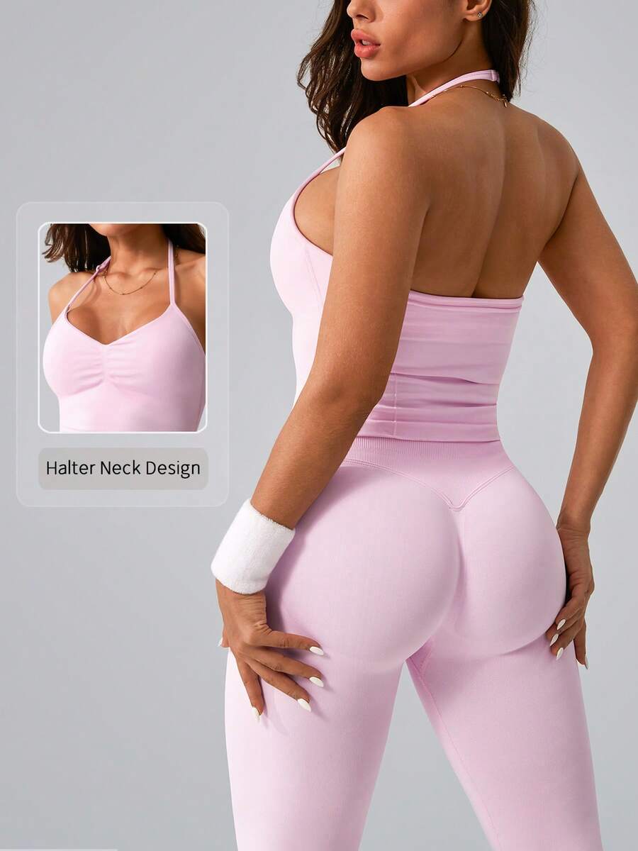 Womens Halter Neck Yoga Set Ri – Tank Top Ribbed Bewertung und Preis