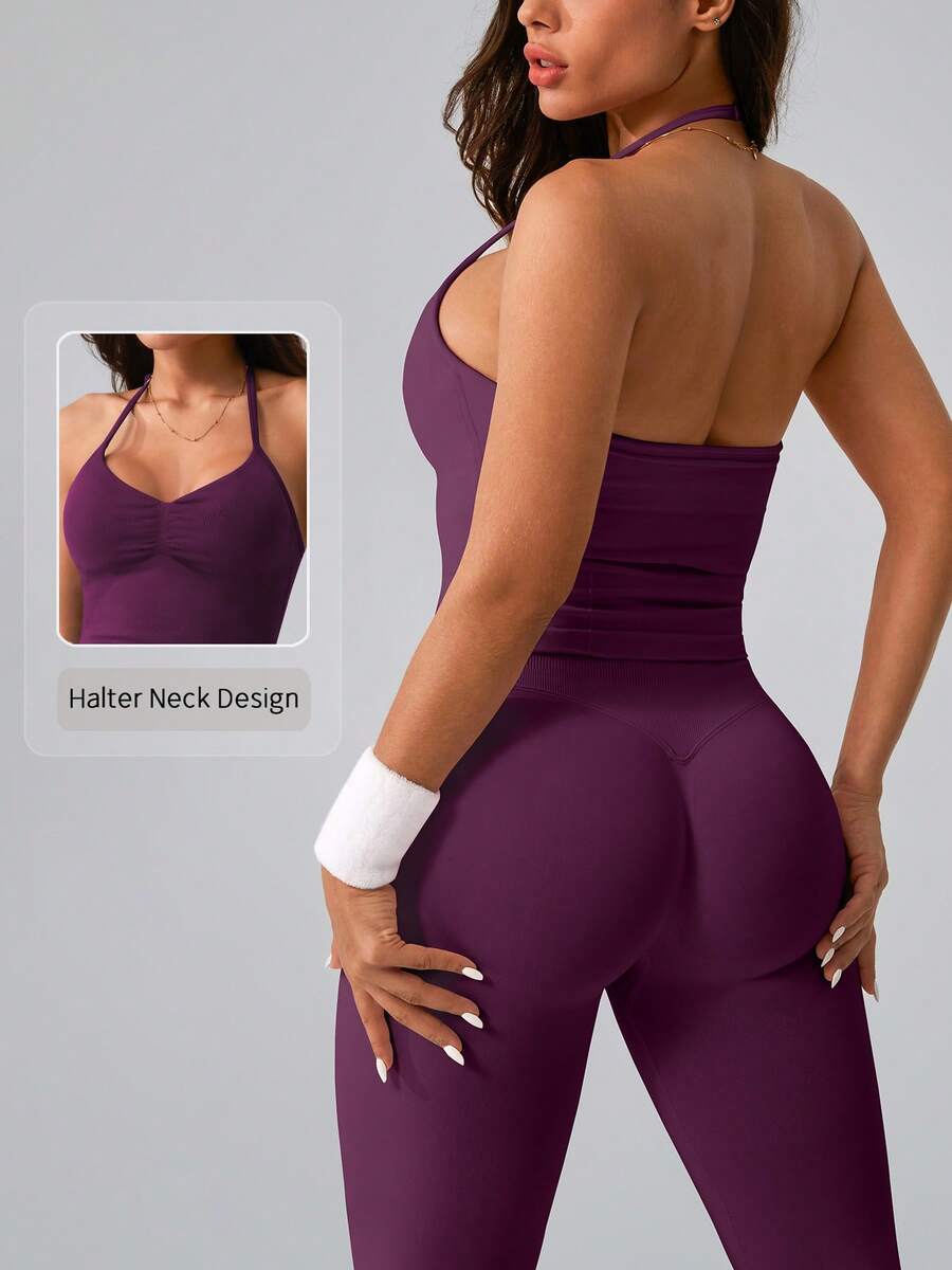 Womens Halter Neck Yoga Set Ri – Tank Top Ribbed Bewertung und Preis