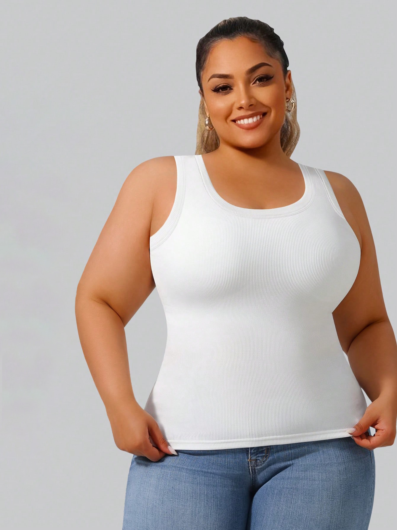 Plus Size Women's Solid Ribbed – Tank Top Ribbed Bewertung und Preis