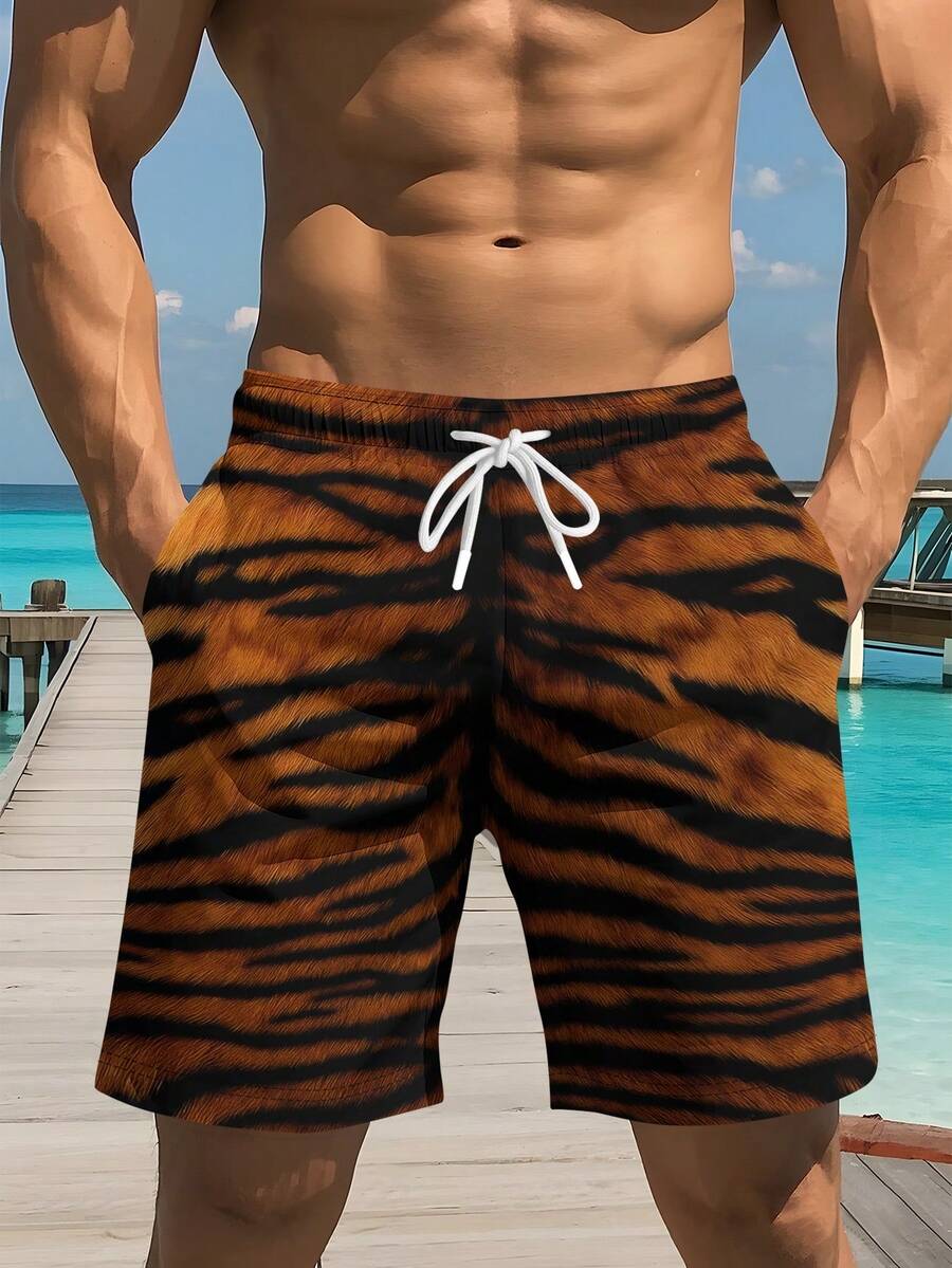 Mens Tiger Print Beach Shorts  – Trunk Breathable Men Bewertung und Preis